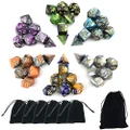 SmartDealsPro 6 x 7 Sets(42 Pieces) Two Colors Series Polyhedral Dice with Free Pouches for Dungeons and Dragons DND RPG MTG Table Games D4 D8 D10 D12 D20