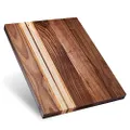 Large Multipurpose American Walnut Wood Cutting Board with Cherry/Oak Accents: 17x13x1.1 Reversible Charcuterie Board with Cracker Holder (Gift Box Included) by Sonder Los Angeles