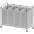SimpleHouseware 4-Bag Heavy Duty Laundry Sorter Rolling Cart, Silver