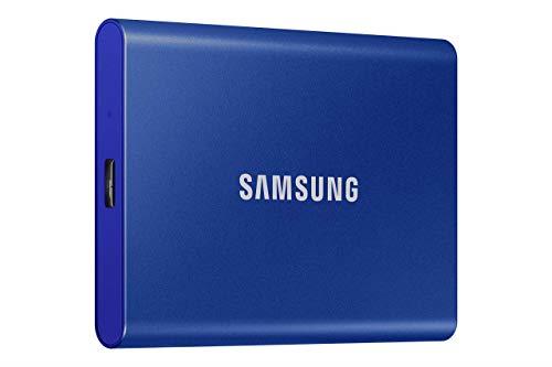 SAMSUNG T7 Portable SSD, 1TB External Solid State Drive, Speeds Up to 1,050MB/s, USB 3.2 Gen 2, Reliable Storage for Gaming, Students, Professionals, MU-PC1T0H/AM, Blue