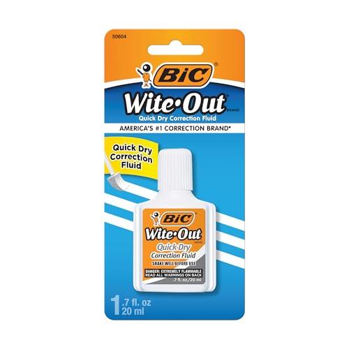 BIC Wite Out Quick Dry Correction Fluid - 20 ml, Pack of 1 Correction Bottle, BICWOFQDP1WHI