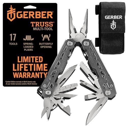 Gerber Gear Truss Multitool, Stainless and Grey with Multi-Position Sheath [30-001343, New