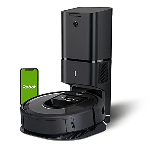 iRobot Roomba i7+ Robot Vacuum with Automatic Dirt Disposal - Empties Itself for up to 60 Days, Wi-Fi Connected, Smart Mapping, Compatible with Alexa, Ideal for Pet Hair, Carpets, Hard Floors, Black