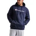 Champion Men's Hoodie, Powerblend, Fleece Pullover, Comfortable Graphic Sweatshirt for Men, Navy Script, Small