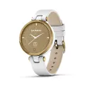 Garmin Lily, Small Stylish Fitness Smartwatch, Light Gold Bezel with White Case and Italian Leather Band, 1 inch (010-02384-A3)