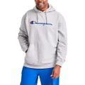 Champion Men's Powerblend Fleece Pullover Hoodie, Script Logo Sweatshirt, Oxford Gray-y06794, Medium US