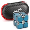 Lifidea Aluminum Alloy Metal Infinity Cube Fidget Cube (5 Colors) Handheld Fidget Toy Desk Toy with Cool Case Infinity Magic Cube Relieve Stress Anxiety ADHD OCD for Kids and Adults (Blue)
