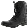Steve Madden Women's Troopa Combat Boot, Black Leather, 7.5 US