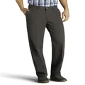Lee Men's Total Freedom Stretch Relaxed Fit Flat Front Pant, Charcoal, 42W x 34L