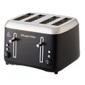 Russell Hobbs Addison 4 Slice Toaster, RHT514BLK, Dual Browning Controls, Defrost & Reheat, Wide Slots, Matte Black