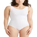 ESSENTIALS BY TUMMY TANK Womens Seamless Scoop Neck Shaping Full Back BodysuitShapewear Bodysuit, White, 2X/3X