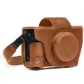 MegaGear MG689 Canon PowerShot G5 X Ever Ready Leather Camera Case and Strap - Light Brown