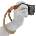 MegaGear MG942 Cotton Camera Hand Wrist Strap - Comfort Padding, Security for All Cameras (Brown, Small - 23cm/9inc)