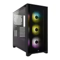 CORSAIR iCUE 4000X RGB Tempered Glass Mid-Tower ATX PC Case - 3x SP120 RGB ELITE Fans - iCUE Lighting Node CORE Controller - High Airflow - Black