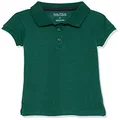 Nautica Girls' School Uniform Short Sleeve Polo Shirt, Button Closure, Soft Pique Fabric, Forest Green, 12-14 Plus