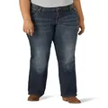 Wrangler Women's Plus Size Instantly Slimming Mid Rise Jeans, Dark Blue, 22 US