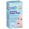 babyU Scented Nappy Bags | Convenient nappy disposal | Neutralises nappy odour | Hygienic tie handles | 200pk