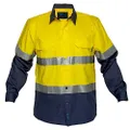 Prime Mover MA801 Hi-Vis Two Tone Lightweight Long Sleeve Shirt with Tape Yellow/Navy, 3X-Large