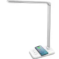 MCHATTE LED Desk Lamp with Wireless Charger, USB Charging Port, Dimmable Eye-Caring Desk Light with 5 Brightness Levels & 5 Lighting Modes, Touch Control, Auto Timer (White)