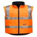 Prime Mover Unisex Fleecy Reversible Vest Work Utility Outerwear, Orange, Small US