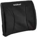 Body Assist Deluxe Lower Back Lumbar Cushion, Adjustable Strap, Washable Cover, Black