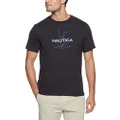 Nautica Men's Short Sleeve Anchor Flag Graphic T-Shirt, True Black, Small