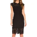 MEROKEETY Women's Sleeveless Lace Floral Elegant Cocktail Dress Crew Neck Knee Length for Party, Black, Small