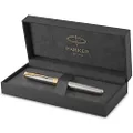 PARKER Sonnet Rollerball Pen, Stainless Steel with Gold Trim, Fine Point Black Ink (1931506)