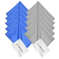 Eco-Fused Microfiber Cleaning Cloths - 10 Cloths and 2 White Cloths - Ideal for Cleaning Glasses, Camera Lenses, Tablets, iPhone, Android Phones, LCD Screens 5 Blue + 5 Grey