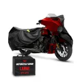 Badass Moto Gear All Wx Ultimate Waterproof Motorcycle Cover. Heavy Duty Night Reflective Windshield Liner Heat Shield Vents Lock Pockets Taped Seams (97h Fits Cruisers Touring Bikes) Large