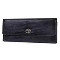 Timberland Women's Leather RFID Flap Wallet Clutch Organizer, Black (Exotic), One Size