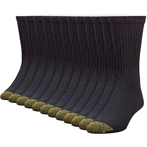 Gold Toe Men's 656S Cotton Crew Athletic Sock 12 Pack, Black