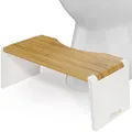 Squatty Potty The Stockholm Bamboo Folding Toilet Stool (White Legs), Bamboo And White Legs, 7 Inch