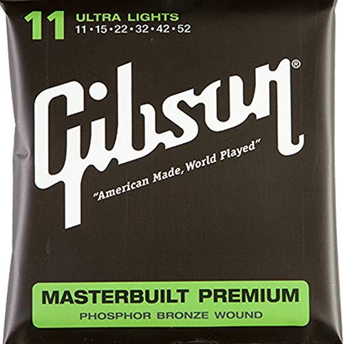 Gibson Masterbuilt Premium Phosphor Bronze Acoustic Guitar Strings, Ultra Light 11-52