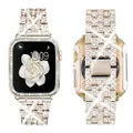 Supoix Compatible with Apple Watch Band 38mm 40mm 42mm 44mm + Case, Women Jewelry Bling Diamond Metal Strap & Soft PC Bumper Protective Case for iWatch Series 5/4/3/2/1(Champagne)