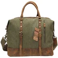 Berchirly 21" Large Canvas Leather Travel Sports Gym Bag Toiletry Bag Shoulder Carryon Luggage for Men Women