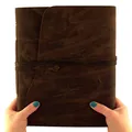 Large Rustic Genuine Leather Photo Album - Scrapbook Style Pages, Gift Box Included - Holds 200 4x6 or 5x7 Photos