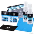 Lens and Screen Cleaning Kit - 2 Spray Bottles, 2 Microfiber Cloths (Size L + S), 50 Individually Wrapped Wet Tissues - For Eyeglasses, Sunglasses, Camera Lenses, Phone / Tablet Screens, etc.