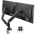 VIVO Black Articulating Dual Pneumatic Spring Arm Clamp-On Desk Mount Stand, Fits 2 Monitor Screens 17 to 27 Inches with Max Vesa 100X100 (Stand-V102O)