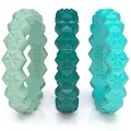 Rinfit Designed Silicone Wedding Ring for Women Set of Thin & Stackable Rings. 3 Rings Pack. Comfortable, Soft Rubber Wedding Bands.(Pastel Green, Ocean, Turquoise) 3S5 - Size 7