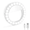 Selfie Ring Light, XINBAOHONG Rechargeable Portable Clip-on Selfie Fill Light with 48 LED for Smart Phone Photography, Camera Video, Girl Makes up (White, 48LED)