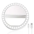 Selfie Ring Light, XINBAOHONG Rechargeable Portable Clip-on Selfie Fill Light with 36 LED for Smart Phone Photography, Camera Video, Girl Makes up (White-B, 36LED)