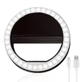 Selfie Ring Light, XINBAOHONG Rechargeable Portable Clip-on Selfie Fill Light with 36 LED for Smart Phone Photography, Camera Video, Girl Makes up (White, 36LED)
