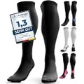 aZengear Compression Socks for Men, Women (20-30 mmHg) Anti DVT Calf Support Stockings, Flight Travel, Swollen Legs, Varicose Veins, Running, Sport, Nurses, Shin Splints, Pregnancy (SM, Black)