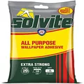 Solvite 1591161 All-Purpose Wallpaper Adhesive, All-Purpose Adhesive with Long-Lasting Results, Wallpaper Paste Hangs up to 10 Rolls,Grey Yellow Red,(1x185 g Sachet)