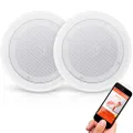 Pyle 2 Pair 8” Bluetooth Flush Mount in-Wall in-Ceiling 2-Way Universal Home Speaker System Spring Loaded Quick Connections Polypropylene Cone Polymer Tweeter Stereo Sound 250 Watts (PDICBT852RD)
