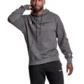 Champion Men's Powerblend Fleece Pullover Hoodie, Script Logo Sweatshirt, Granite Heather-y06794, Large US