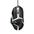 Logitech G502 Hero High Performance Gaming Mouse Special Edition, Hero 16K Sensor, 16 000 DPI, RGB, Adjustable Weights, 11 Programmable Buttons, On-Board Memory, PC/Mac - German Pack - Black/White