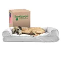FurHaven Pet Dog Bed | Quilted Pillow Sofa-Style Couch Pet Bed for Dogs & Cats, Silver Gray, Medium