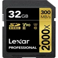 Lexar Professional 2000x SD Card 32GB, SDXC UHS-II Memory Card, Up to 300MB/s Read, for DSLR, Cinema-Quality Video Cameras (LSD2000032G-BNNAG)